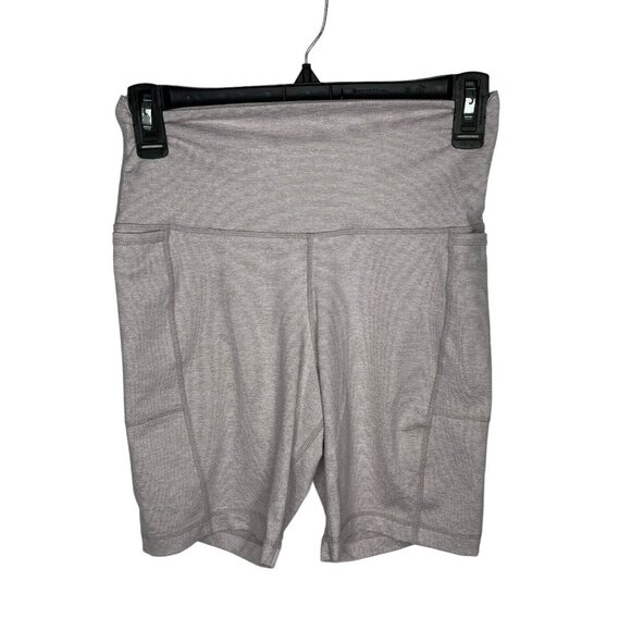 Vuori Pink White Stripe Rhythm Pocket Biker Shorts - Picture 2 of 9